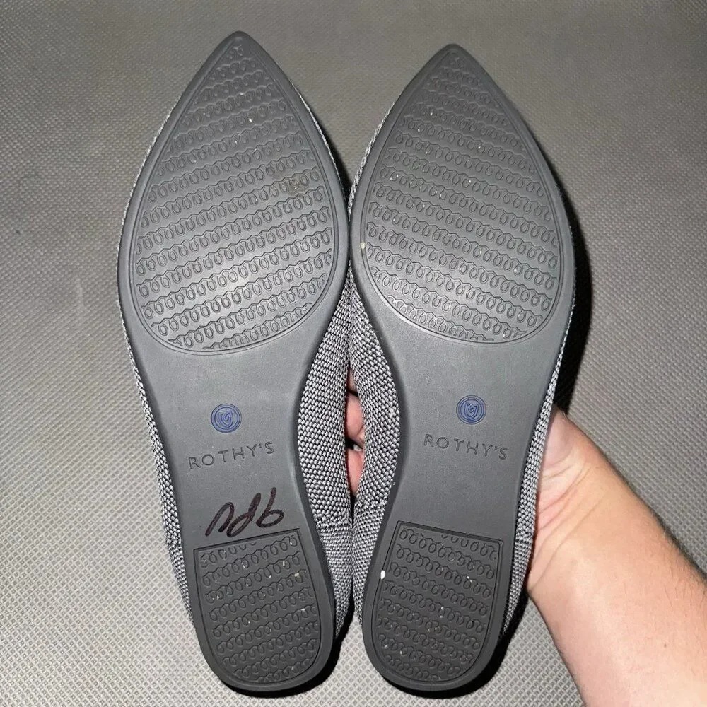 Rothy’s The Point Cloud Gray Birdseye Knit Pointed Toe Flats Womens Size 6